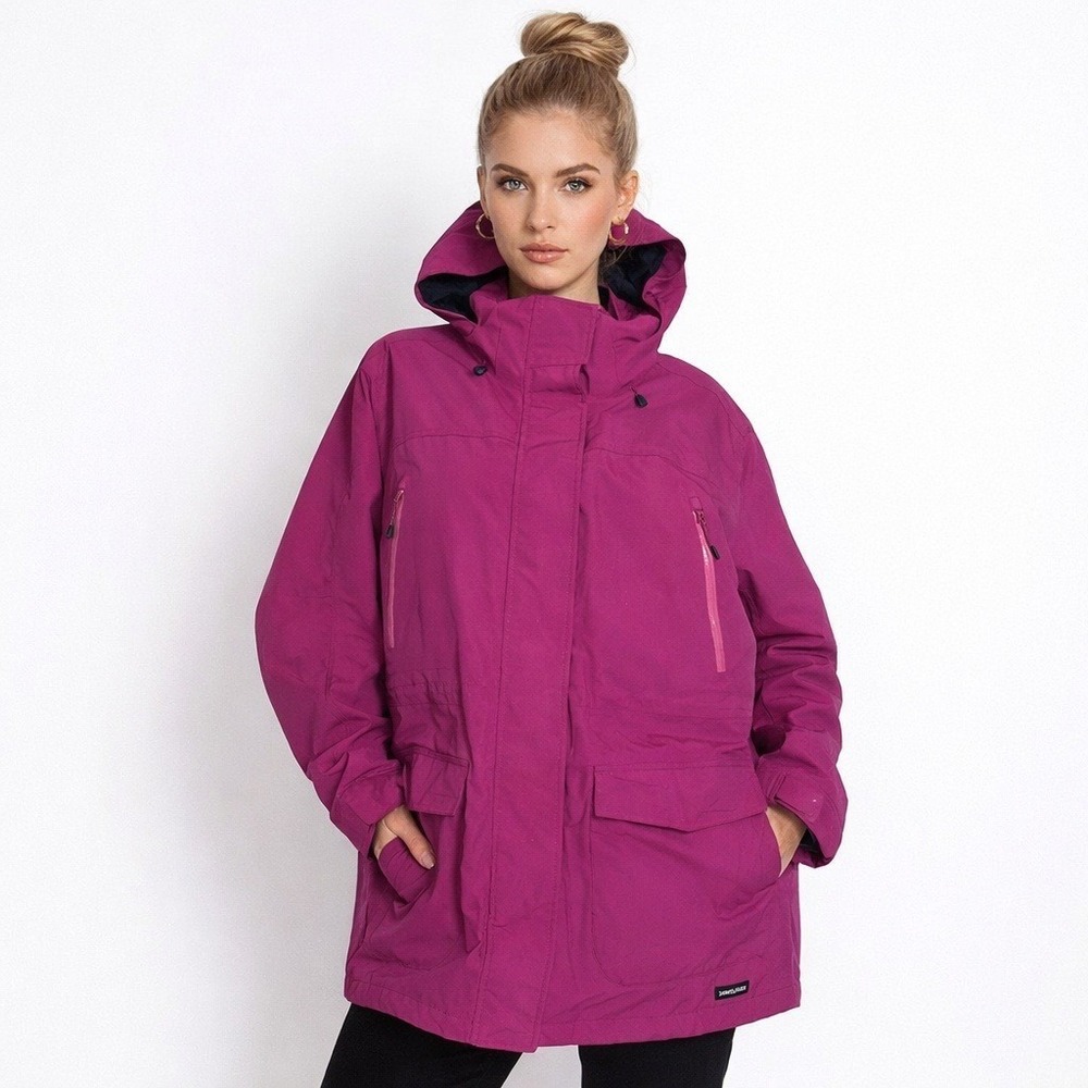 Lands End Squall Parka Jacket Womens L 14 16 Pink Waterproof Insulated Hooded